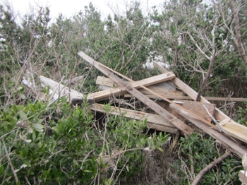 Debris left at the research site from Hurricane Harvey