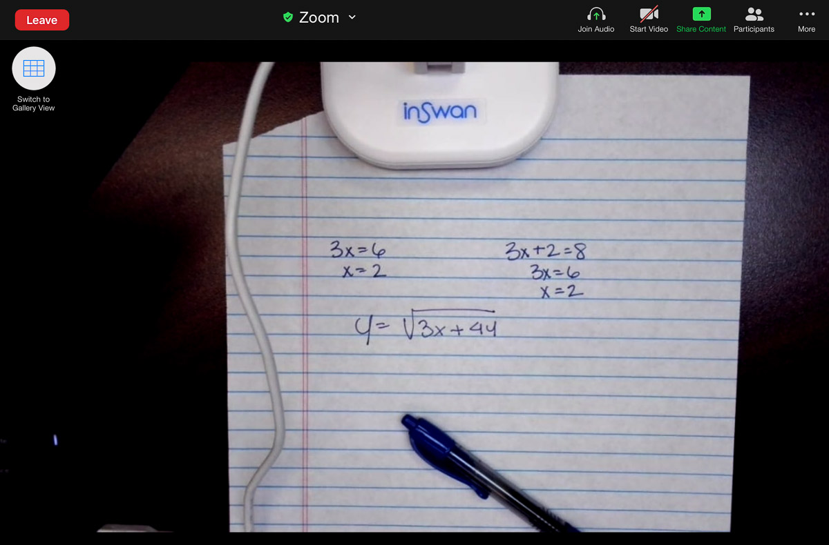 hand writing with a document camera