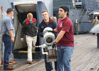 Image for 'Texas A&M Galveston Cadets Assist with Maintenance of the Battleship Texas' article.