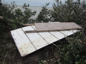 Debris left at the research site from Hurricane Harvey