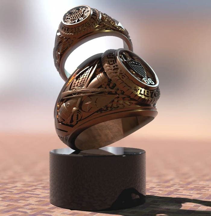 A digital rendering depicts the upcoming Galveston Campus Aggie Ring statue. 