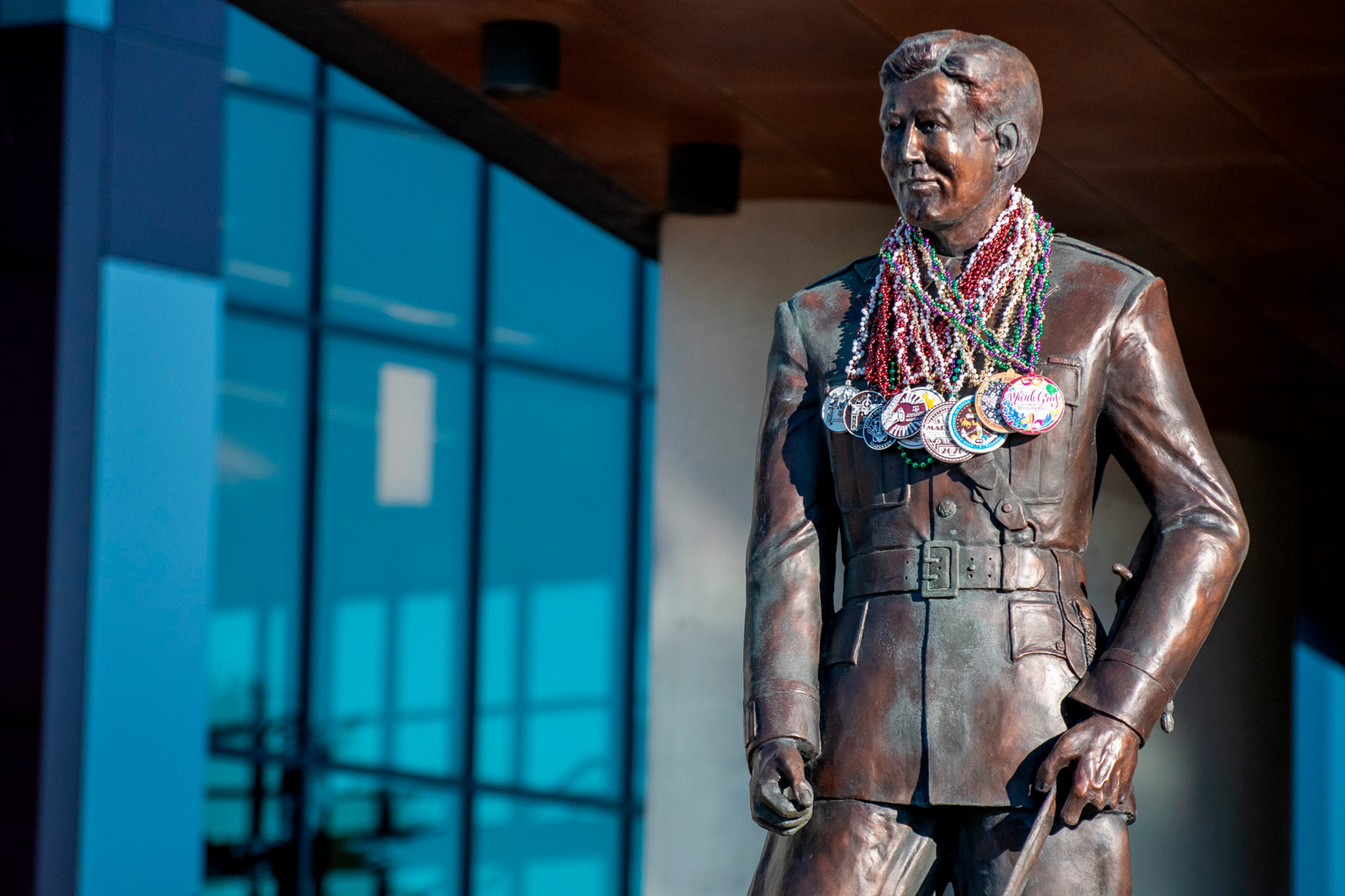Statue of George P. Mitchell '40 at Texas A&M University Galveston Campus
