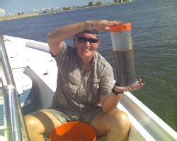 Jamie with a sediment core