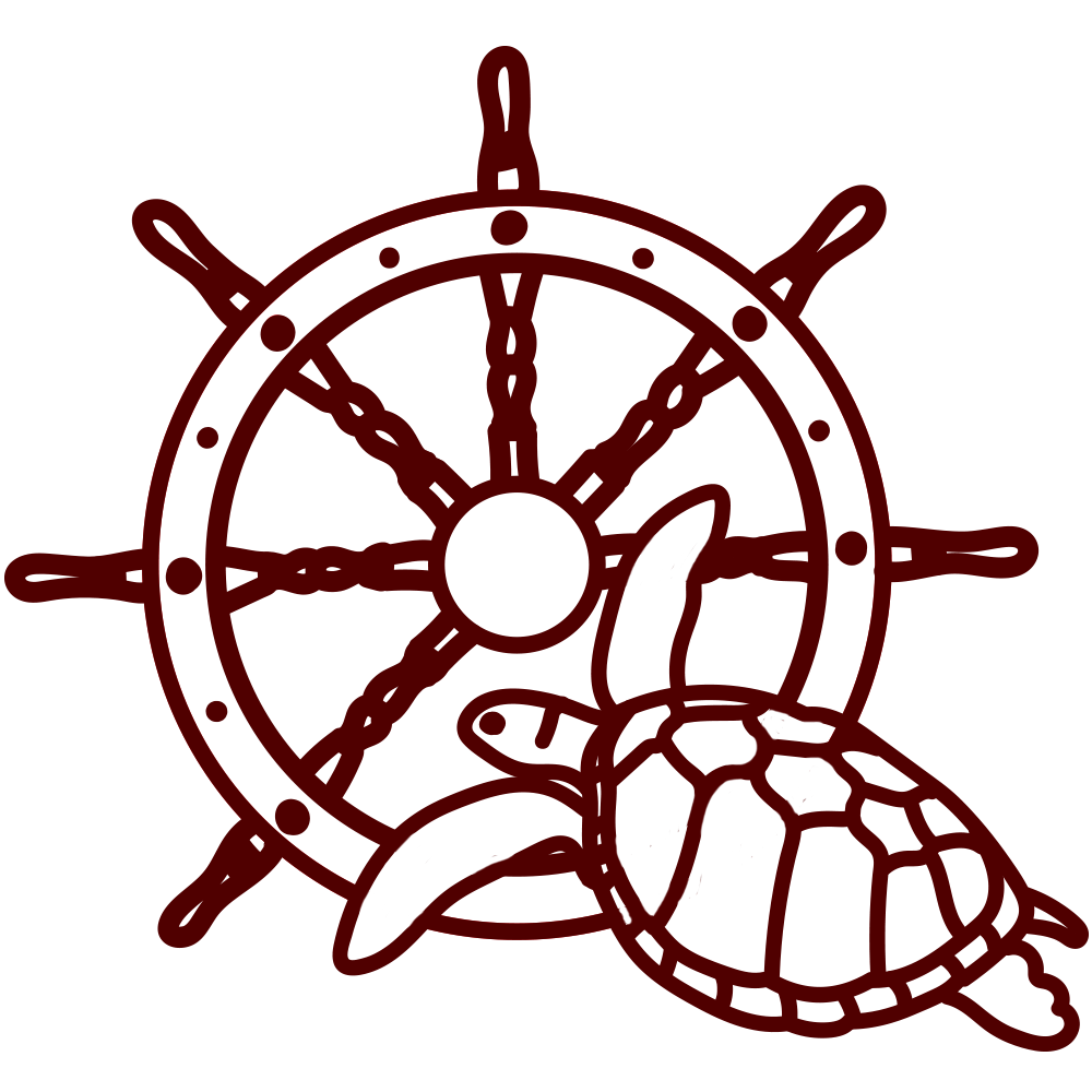 Ships wheel and turtle graphic