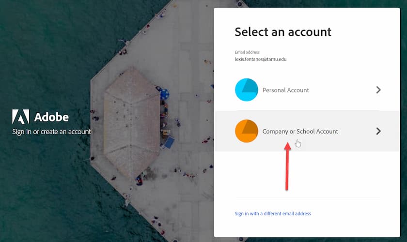 5. Select “Company and School Account”