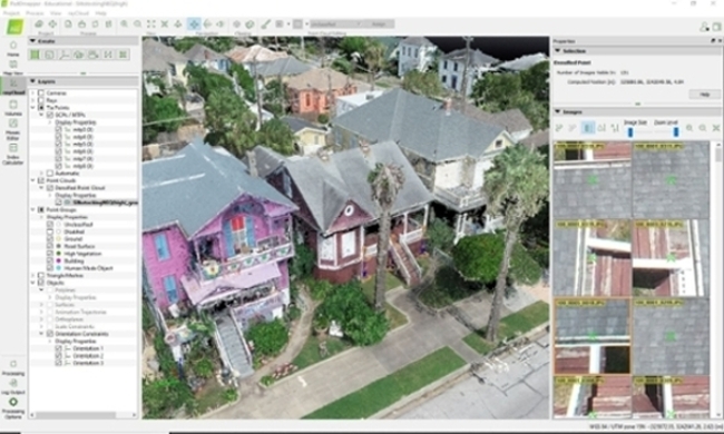 A drone-captured image of a Galveston-area home
