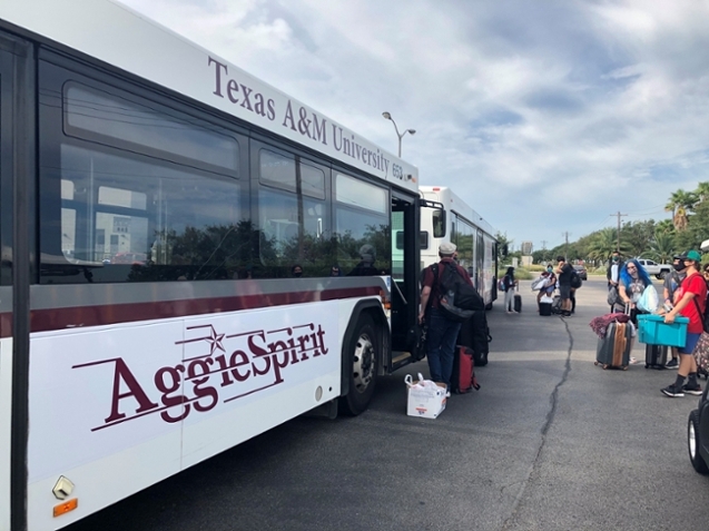 Texas A&M-Galveston Campus Living & Learning staff oversee and assist students evacuating campus before Hurricane Laura Tuesday, August 25, 2020. 